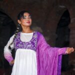 3-Piece Stiched Embroided Purple and white Summer long frock' 26