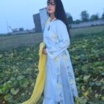 3-Piece Stiched Blue Summer Long Shirt, trouser & yellow dupatta Dress' 26