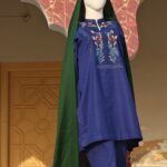 3-Piece Short, khadar kurta with detailed colourful embroidery